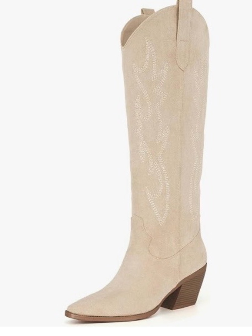Iiimmu Knee High Western Boot - Cream Size 8
